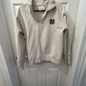 Champion NOTRE DAME Beige Quarter-Zip Sweatshirt